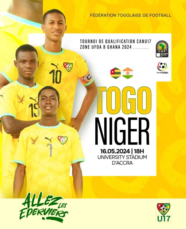 Tournoi UFOA-B U17 : Où et à quelle heure suivre le match Togo vs Niger ?